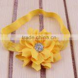 Fabric Flower Headband With Rhinestone in Center for Kids Hair Accessories thumbnail-3