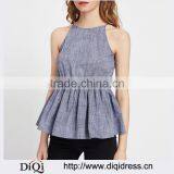 Wholesale Women Apparel Ruffle Spaghetti Strap Keyhole Back Linen Tank Top thumbnail-1