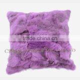 CX-D-17 Home Decoration Pillow Patchwork Real Rabbit Fur Cushion & Pillow Cover thumbnail-3