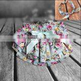 Soft Cotton Pink Flower Infant Baby Vintage Diaper Bloomer Matching Headband thumbnail-5