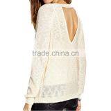 Custom Crew Neck Slub Knitted Pullover Sweater With Back Opening thumbnail-3