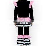 New Design 3pcs Children Clothing Set Ruffle Compression Long Sleeve Edible Fungus Shirt and Pant Gilr Short Layered Set thumbnail-6