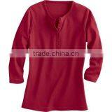 Latest Fashion Women O-neck Solid Color 3/4 Sleeve Shirts thumbnail-4