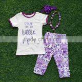 2016 free delivery children girl summer clothing small purple arrow fold long pants with accessories