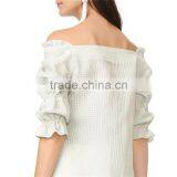 Soft Allover Puckered Weave Mint Linen Stripe Blouse thumbnail-4