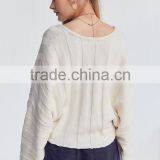 Ladies Long Sleeve Fashion Asymmetrical Modern Knitting Crop Top Sweater With Best Quality thumbnail-4