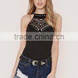 2016 Guangzhou Shandao Oem Service Summer New Design Sleeveless Casual Knit Burnt Out Girl's Stylish Top thumbnail-4