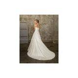 A-line Sweetheart Chapel Train Taffeta Beading Ruffled Wedding Dress thumbnail-1