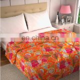 Fruit Print Kantha Bed Cover Queen Size Tropical Kantha Quilt Indian Tropicana Kantha Bed Sheet