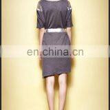 Sexy Lady High Quality Knitted Shift Dress With Sliver Belt and Short Sleeves thumbnail-6