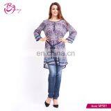 Polyester Fiber Half Sleeve Women Floral Printed Blouse