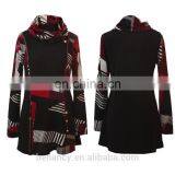 Latest Fashion Blouse Design High Neck Geometric Printed Patchwork Tunic Top