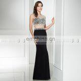 New Fashion Two-Piece Cap Sleeve Black Mermaid Crystal Beaded Evening Gowns Evening Dresses LX321 thumbnail-2