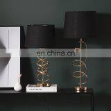 Nordic Modern Style Gold Threaded Metal Base Design Black Hotel Home Table Lamp thumbnail-6