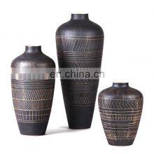 Japanese Style Modern Simple Hand Painted Modern Geometric Black Ceramic Vase Floor Vase for Home Decoration thumbnail-3