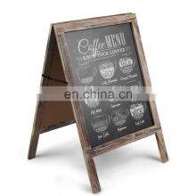 Double Sides A-Frame Chalkboard Sign Rustic Wooden Sidewalk Easel Chalk Stand thumbnail-1