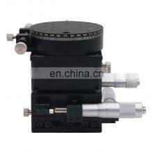 SEMXYZR-80 XYZR 4-Axis Micrometer Linear Stage 80x80mm Crossed Guide Rail Manual Linear Stage thumbnail-4