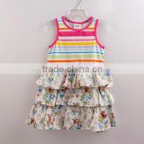 2014 Stripe Girl Dress Summer Flower Kids Dress