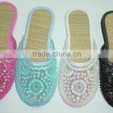 Women Beaded Flat Net Flip Flop