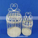 14B387WA Metal Garden Decoration White Wire Bird Cage, Cage Flower Planter