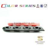 Chaozhou Ceramic Black and Red Square Long 4 Grid Sauce Plate