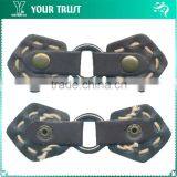 Clear Rhinestone Gunmetal Alloy Buckle Black Coat Leather Toggle Buttons thumbnail-3