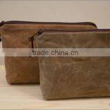 High Quality and Personalized Waxed Canvas Unisex Zippered Pouch , Waterproof Pouch for Swimming , Fabric Zipper Pouches thumbnail-4