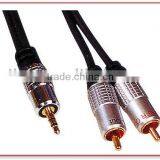 Audio Cable,3.5MM Stereo Plug to 2RCA Plugs,Assembled Aluminum Shell