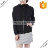 2016 Fall and Winter Black Drawstring Mock Turtleneck Wholesale Plain Zip Hoodies thumbnail-1