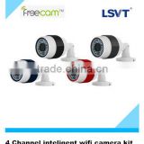 4 channel 720P smart wifi camera kit, 4xC260 camera with SD card+ 4ch CMS software (no need NVR), with intelligent analysis.