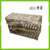 Modern Style Made of Paulownia Wood and Straw Weaving Home Funiture Bed Stool Leg Rest Stoll thumbnail-4