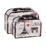 Decorative Canvas Wooden Suitcase Storage Box