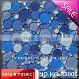 Blue mix round pattern glass mosaic swimming pool tiles HG-R8006