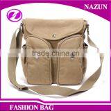 Trendy PU Leather Trimmings Handbag Travel Style Big Tote Unisex Canvas Sling Bags thumbnail-1