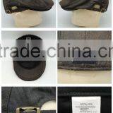 Fake leather washed metal eyelets peaked cap