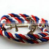 Leather Rope Stainless Steel Gold Anchor Bracelet/Hook Bracelet Anchor Wholesale thumbnail-4
