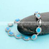 925 Sterling Silver Blue Opal Handmade Bracelet SBI184W thumbnail-5