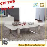 2015 hot selling matte egg white coffee table , side table,teapoy with stainless steel legs