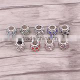 Women Fashion Dark Silver Mix Color Crystal Charm Big Hole Loose Bead for European Bracelet Bangle Jewelry Gifts