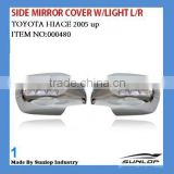toyota parts hiace chrome body parts 000480 hiace chrome side mirror cover with light led chrome side mirror cover for hiace