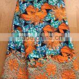 Hollandis Wax Mix Lace Fabric African Wax/ankara Printed Wax Mix Embroidered Lace thumbnail-1