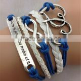 MYLOVE blue vintage Sideways Charm One direction Heart Infinity Braided Bracelet Wristbands ML10070