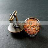 20mm Vintage Style Antiqued Bronze London Old Map Art Collage Glass Cabochon Round Cufflinks Fashion Wedding Cuff Link 6600044 thumbnail-3