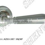 AZ03-387 SN/NP Zinc Door Handle on Rose thumbnail-1