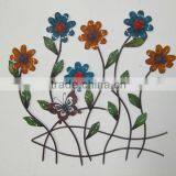 antique home decor metal handicrafts wrought iron wall decor artificial flower for wall decoration