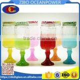 Glass Mason Jar Mugs Glass Stand With Metal Lid and Straws 6colors thumbnail-1
