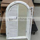 French Shabby Chic Antique Vintage Style White Wall Mirror With Shutters thumbnail-6