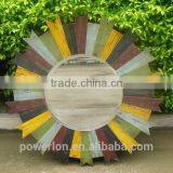 Outdoor Decor Mirrors Colorful Wooden Frame Garden Mirrors thumbnail-1
