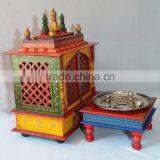 Beautifully Hand Painted Wooden Temple With Gate and Drawers thumbnail-6