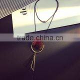 Mink Fur Ball Hoop Triangle Pendant Necklace Hot Selling Geometric Necklace thumbnail-4